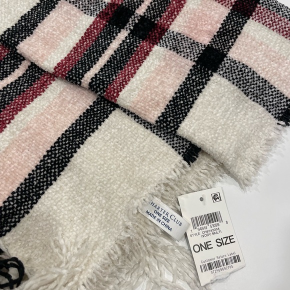 Charter Club Pink and Black Plaid Scarf - Picture 2 of 3